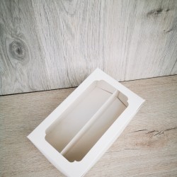 Коробка для макарунс подвійна з вікном  Біла