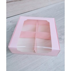 Коробка для десертів 200*200*60 з вікном Фламінго