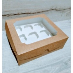 Коробка для кексів 9 од крафт з вікно