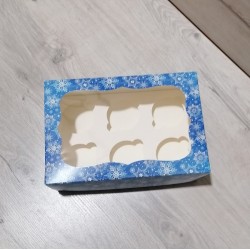Коробка для 6 кексів Синій сніг