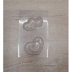Пластикова форма для шоколаду Серце два кольори 