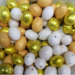 Яйца шоколадні з мигдалем мікс "Білий с золотом" (3од/уп)