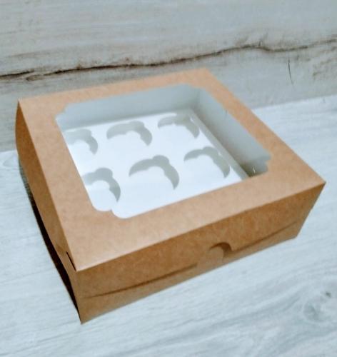 Коробка для кексів 9 од крафт з вікно