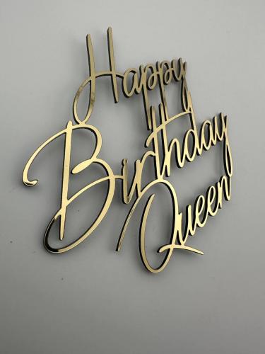 Happy Birthday Queen дзеркальний торцевий топер золото 